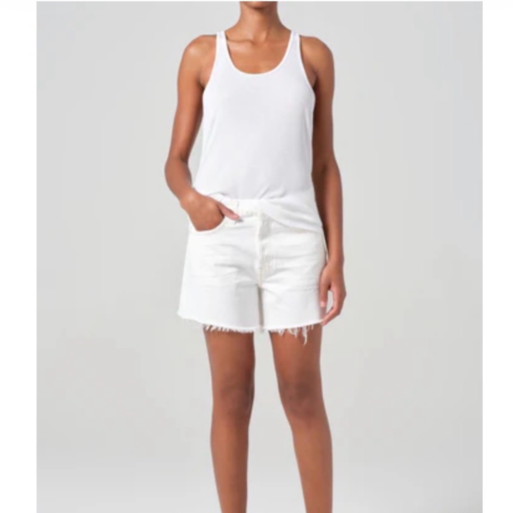 Agolde Parker Long Short in Panna Cotta